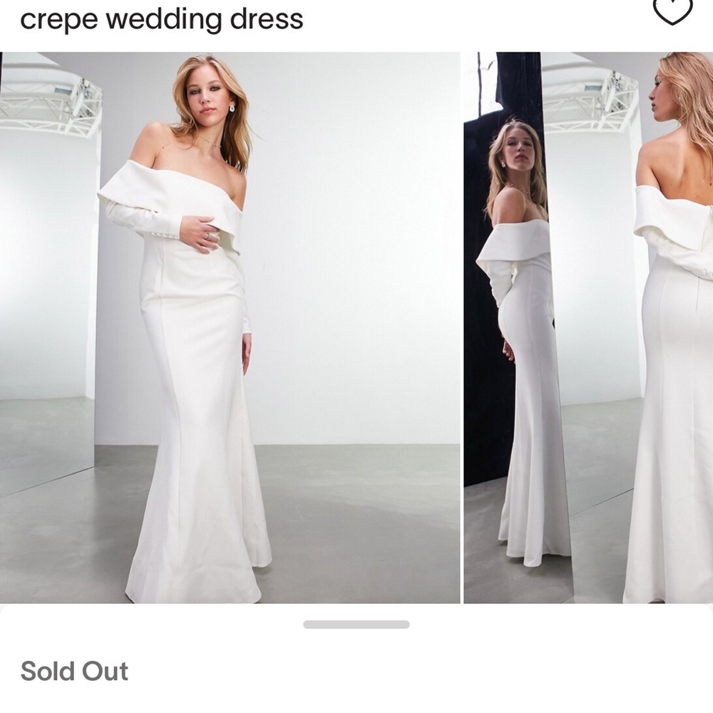 ASOS EDITION Everly off shoulder long sleeve crepe wedding dress